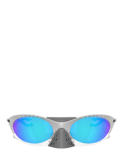 Oakley OO9437 Men's Tinted Oval Sunglasses - view 2, X-silver/Mirror Blue