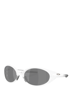 Oakley OO9438 Unisex Polarised Oval Sunglasses, Matte Clear/Grey, Matte Clear/Grey