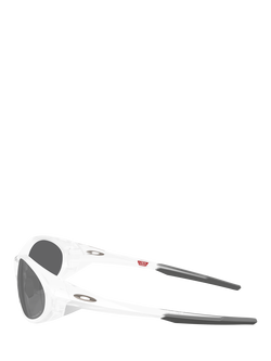 Oakley OO9438 Unisex Polarised Oval Sunglasses, Matte Clear/Grey - view 2, Matte Clear/Grey