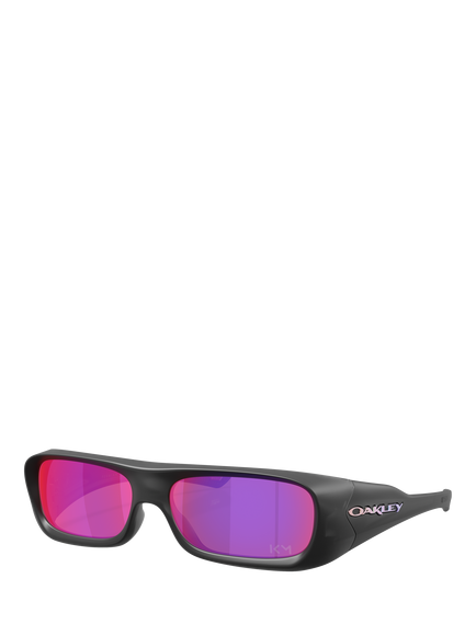 Oakley OO9520 Men's Rectangular Sunglasses, Matte Black Ink/Fuchsia, Matte Black Ink/Fuchsia