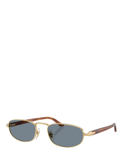 Persol PO1028S Oval Sunglasses, Gold/Blue, Gold/Blue