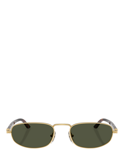 Persol PO1028S Oval Sunglasses, Gold/Green - view 2, Gold/Green