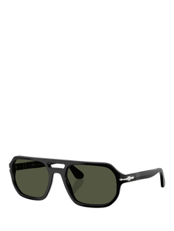 Persol PO3393S Men's Oval Sunglasses, Black/Dark Green, Black/Dark Green