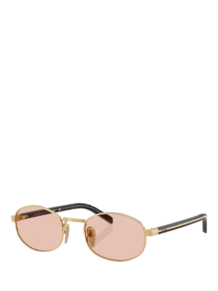 Prada PR B53S Oval Sunglasses, Gold/Pink, Gold/Pink