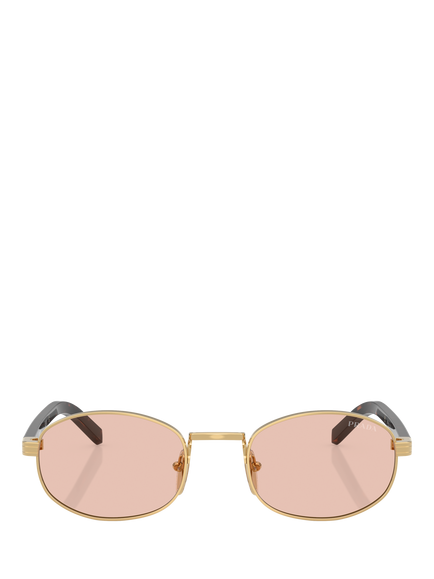 Prada PR B53S Oval Sunglasses, Gold/Pink - view 2, Gold/Pink