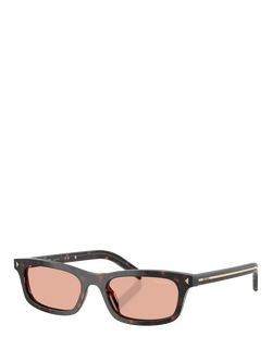 Prada PR D05S Men's Rectangular Sunglasses, Root Tortoise/Coral, Root Tortoise/Coral