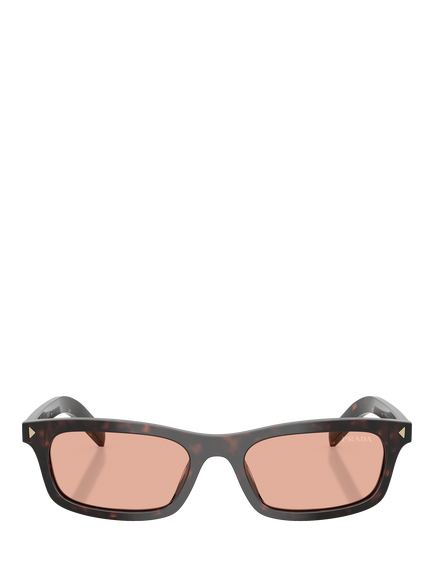 Prada PR D05S Men's Rectangular Sunglasses, Root Tortoise/Coral - view 2, Root Tortoise/Coral