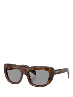 Prada PR D07S Rectangular Sunglasses, Juniper Tortoise/Grey, Juniper Tortoise/Grey