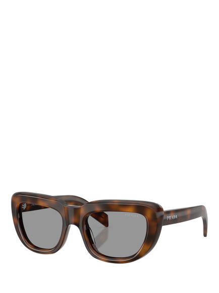 Prada PR D07S Rectangular Sunglasses, Juniper Tortoise/Grey, Juniper Tortoise/Grey