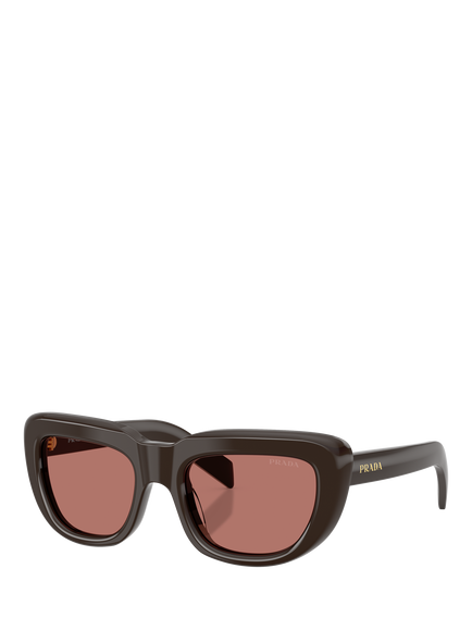 Prada PR D07S Women's Round Sunglasses, Cigar/Red, Cigar/Red