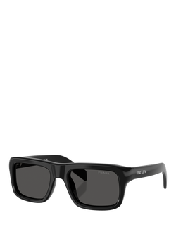 Prada PR D11S 54 Unisex Rectangular Sunglasses, Black