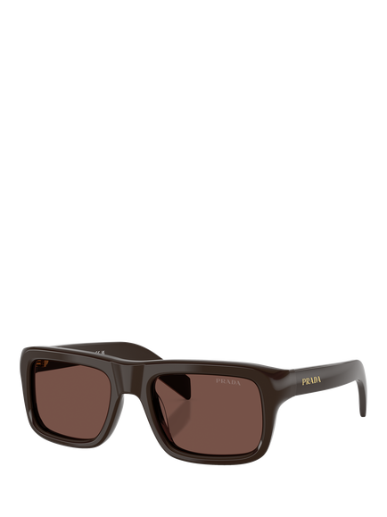 Prada PR D11S 54 Unisex Rectangular Sunglasses, Dark Brown/Brown