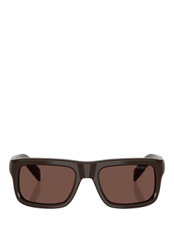 Prada PR D11S 54 Unisex Rectangular Sunglasses - view 2, Dark Brown/Brown