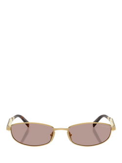Prada PRD51S Women's Oval Sunglasses, Gold/Brown - view 2, Gold/Brown
