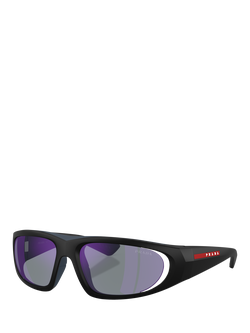 Prada PS B03S Men's Irregular Sunglasses, Matte Black/Mirror Purple, Matte Black/Mirror Purple