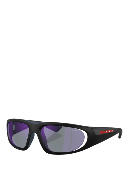 Prada PS B03S Men's Irregular Sunglasses, Matte Black/Mirror Purple, Matte Black/Mirror Purple