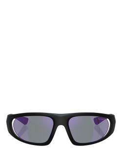 Prada PS B03S Men's Irregular Sunglasses, Matte Black/Mirror Purple - view 2, Matte Black/Mirror Purple