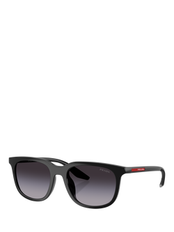 Prada PS B09SU Men's Oval Sunglasses, Black/Grey Gradient, Black/Grey Gradient