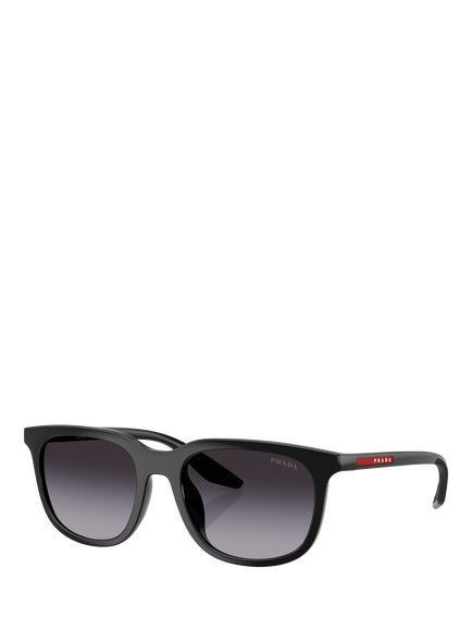Prada PS B09SU Men's Oval Sunglasses, Black/Grey Gradient, Black/Grey Gradient