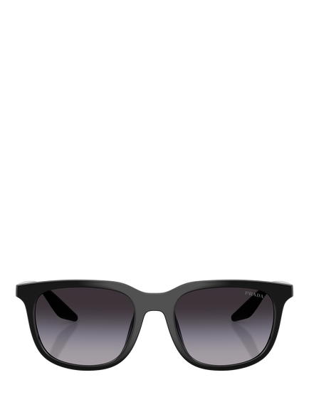 Prada PS B09SU Men's Oval Sunglasses, Black/Grey Gradient - view 2, Black/Grey Gradient