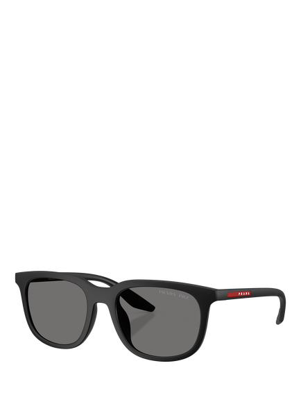 Prada PS B09SU Men's Polarised Pillow Sunglasses, Matte Black/Grey, Matte Black/Grey