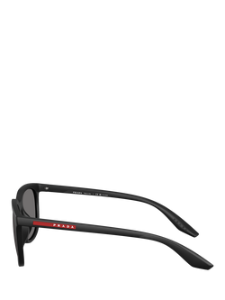 Prada PS B09SU Men's Polarised Pillow Sunglasses, Matte Black/Grey - view 2, Matte Black/Grey