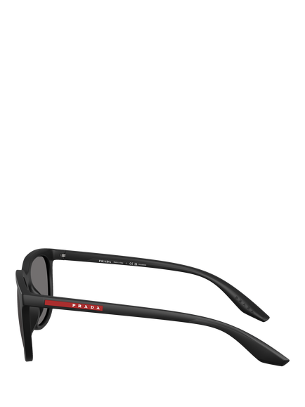 Prada PS B09SU Men's Polarised Pillow Sunglasses, Matte Black/Grey - view 2, Matte Black/Grey