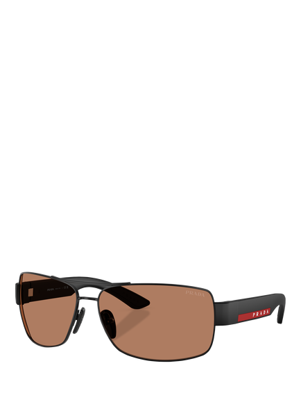 Prada PS B52S Men's Irregular Sunglasses, Matte Black/Copper, Matte Black/Copper
