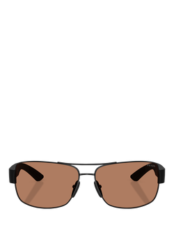 Prada PS B52S Men's Irregular Sunglasses, Matte Black/Copper - view 2, Matte Black/Copper