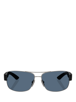 Prada PS B52S Men's Rectangular Sunglasses - view 2, Gunmetal/Blue