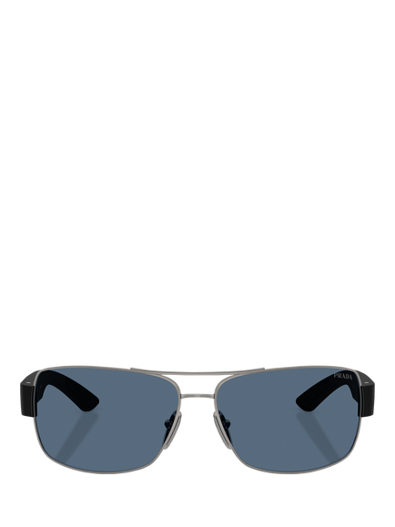 Prada PS B52S Men's Rectangular Sunglasses - view 2, Gunmetal/Blue