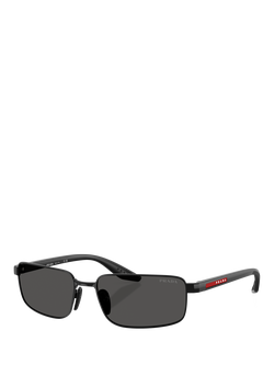 Prada PS B54S Men's Rectangular Sunglasses, Black, Black