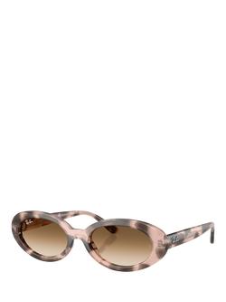 Ray-Ban RB2223 Women's Oval Sunglasses, Pink Havana, Pink Havana