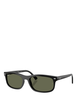 Ray-Ban RB2224 Unisex Rectangular Sunglasses, Black, Black