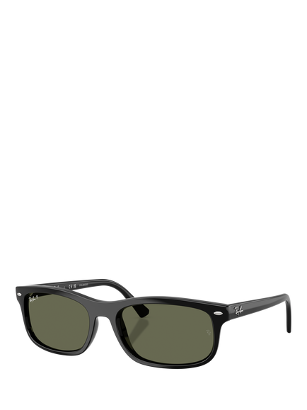 Ray-Ban RB2224 Unisex Rectangular Sunglasses, Black, Black