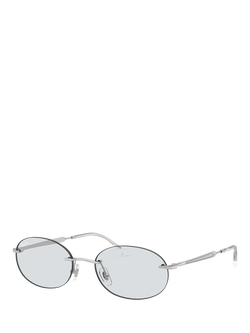 Ray-Ban RB3767 Unisex Oval Sunglasses, Silver, Silver