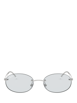 Ray-Ban RB3767 Unisex Oval Sunglasses, Silver - view 2, Silver