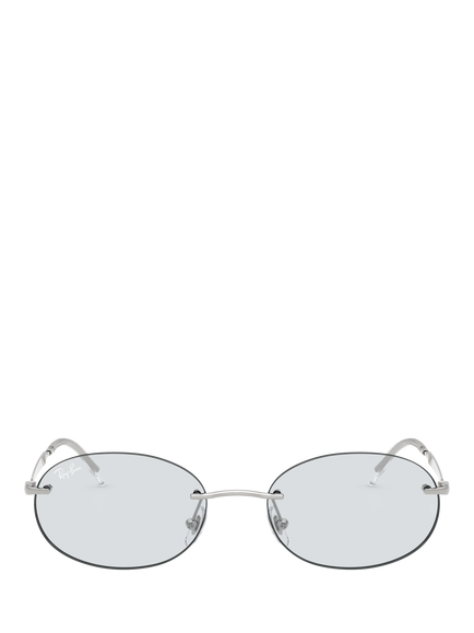 Ray-Ban RB3767 Unisex Oval Sunglasses, Silver - view 2, Silver