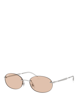 Ray-Ban RB3767 Unisex Oval Sunglasses, Silver, Silver