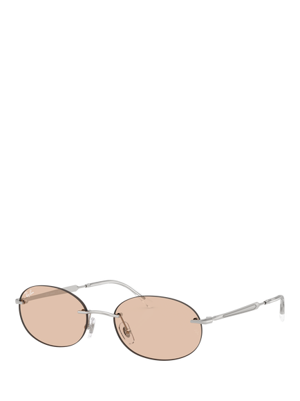 Ray-Ban RB3767 Unisex Oval Sunglasses, Silver, Silver