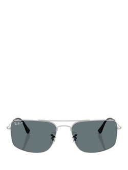 Ray-Ban RB3779 Men's Explorer III Polarised Square Sunglasses, Silver/Blue - view 2, Silver/Blue