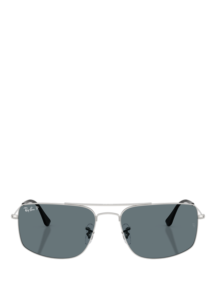 Ray-Ban RB3779 Men's Explorer III Polarised Square Sunglasses, Silver/Blue - view 2, Silver/Blue