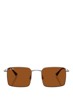Ray-Ban RB3782 Men's Idan Square Sunglasses, Gunmetal/Brown - view 2, Gunmetal/Brown