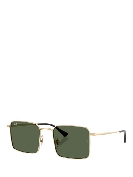 Ray-Ban RB3782 Men's Idan Polarised Square Sunglasses, Pale Gold/Green, Pale Gold/Green