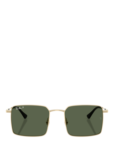 Ray-Ban RB3782 Men's Idan Polarised Square Sunglasses, Pale Gold/Green - view 2, Pale Gold/Green