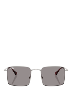 Ray-Ban RB3782 Men's Idan Square Sunglasses, Silver/Grey - view 2, Silver/Grey