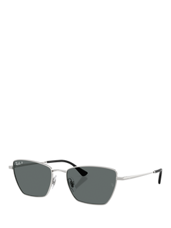 Ray-Ban RB3783 Unisex Drea Irregular Cat Eye Sunglasses, Silver/Grey, Silver/Grey