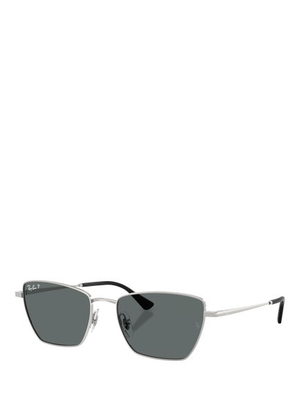 Ray-Ban RB3783 Unisex Drea Irregular Cat Eye Sunglasses, Silver/Grey, Silver/Grey
