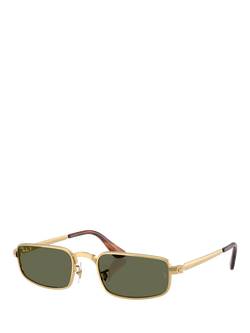 Ray-Ban RB3927 Men's Rocky Polarised Rectangular Sunglasses, Arista Gold/Green, Arista Gold/Green