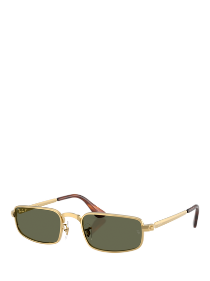Ray-Ban RB3927 Men's Rocky Polarised Rectangular Sunglasses, Arista Gold/Green, Arista Gold/Green